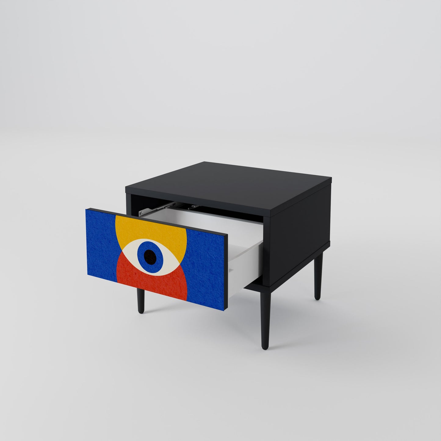 GEOMETRIC EYES Nightstand in Black Finish