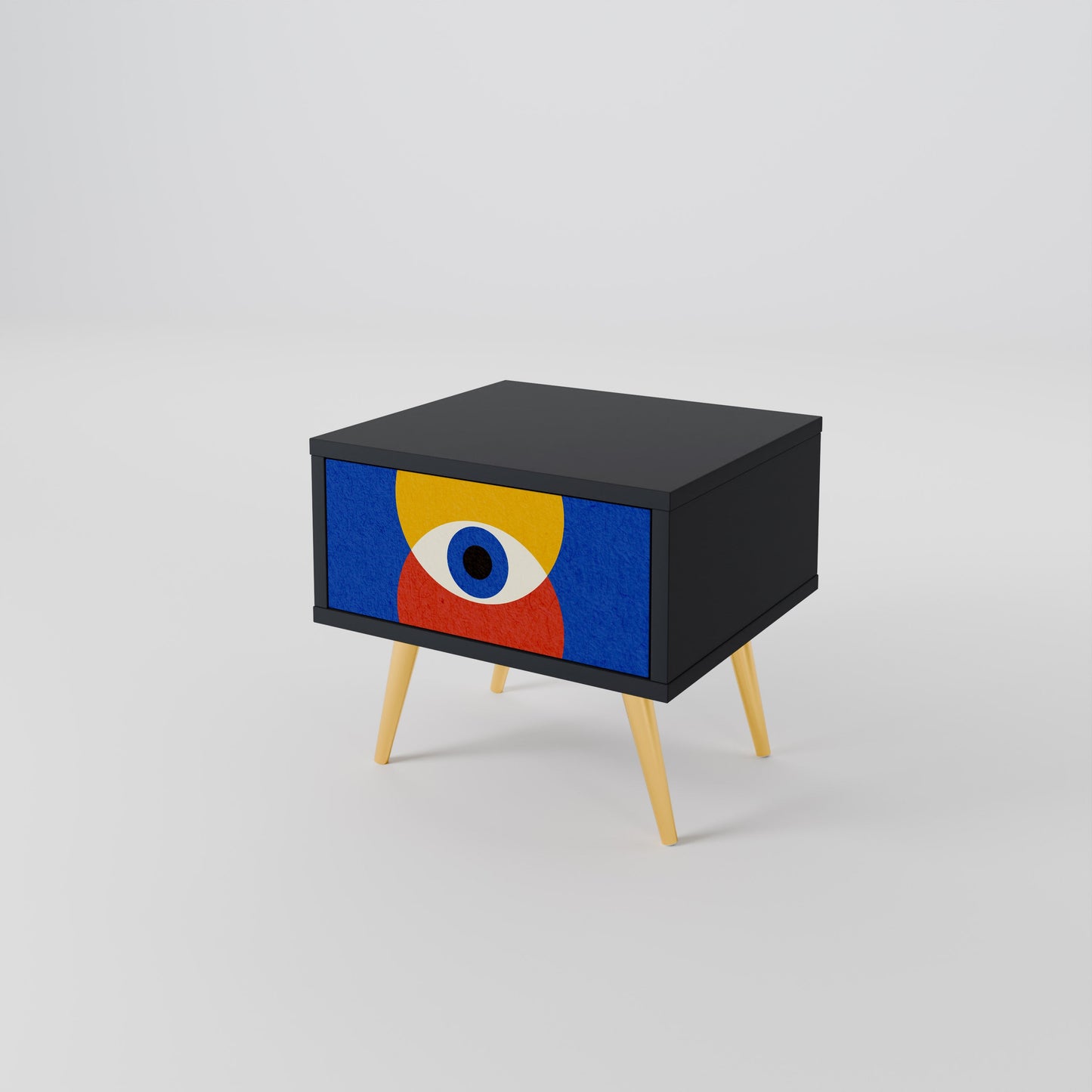 GEOMETRIC EYES Nightstand in Black Finish