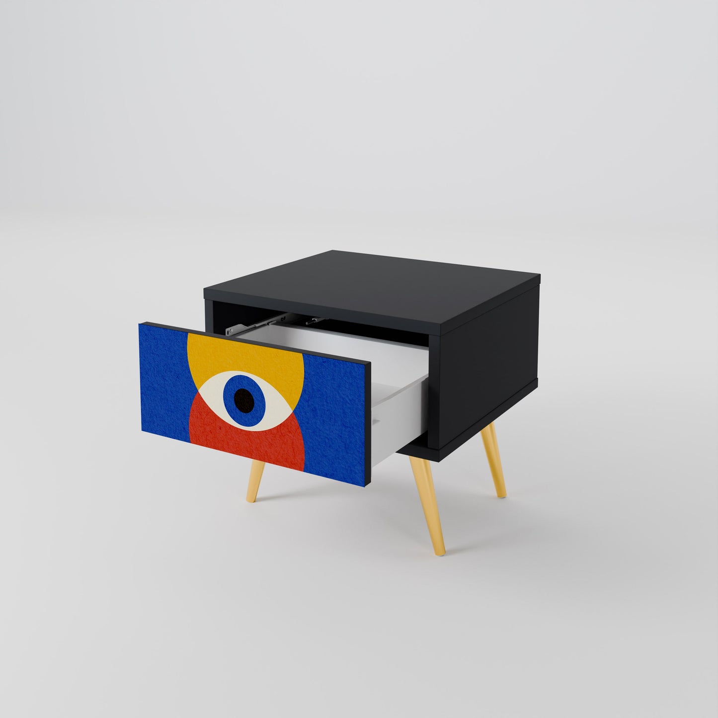 GEOMETRIC EYES Nightstand in Black Finish