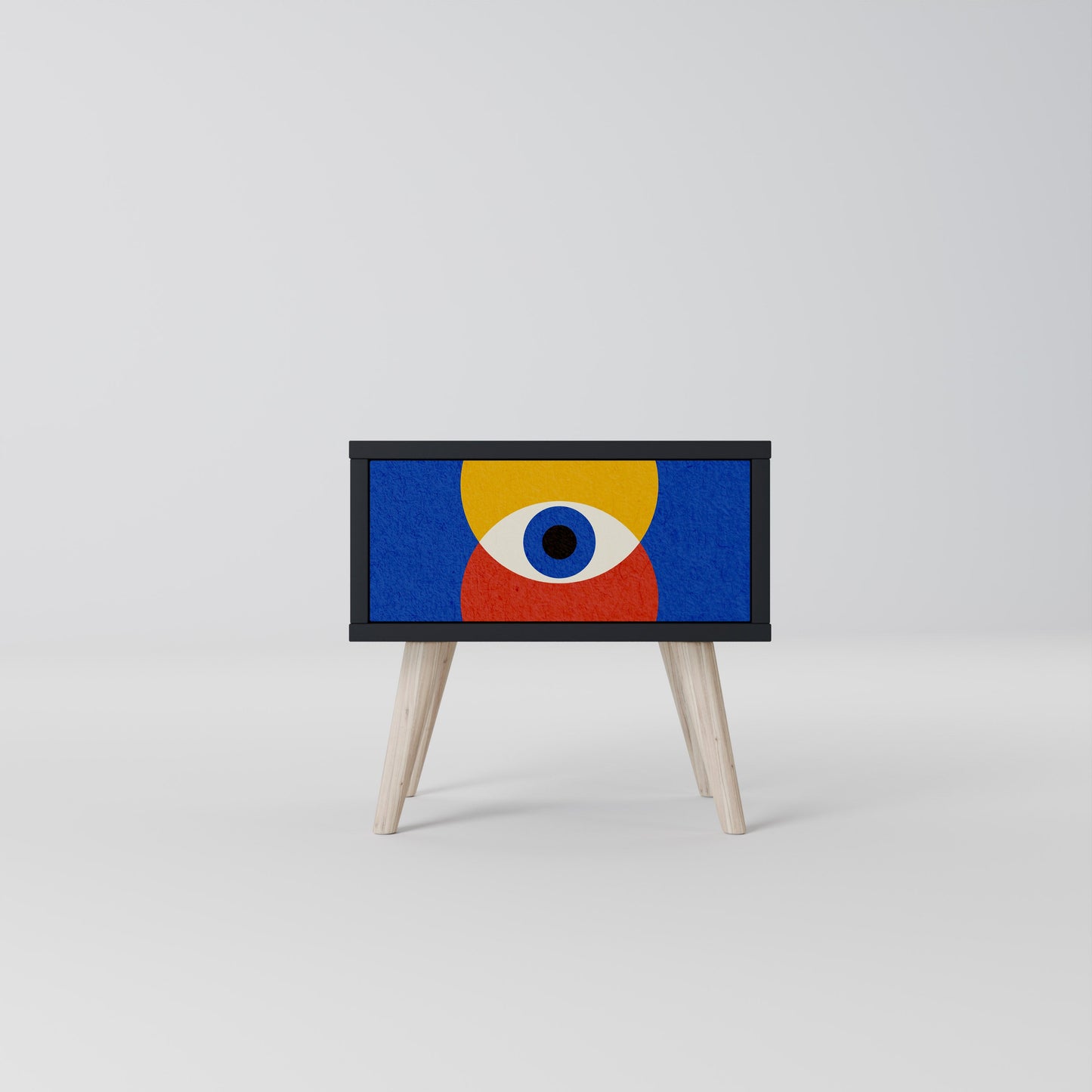 GEOMETRIC EYES Nightstand in Black Finish