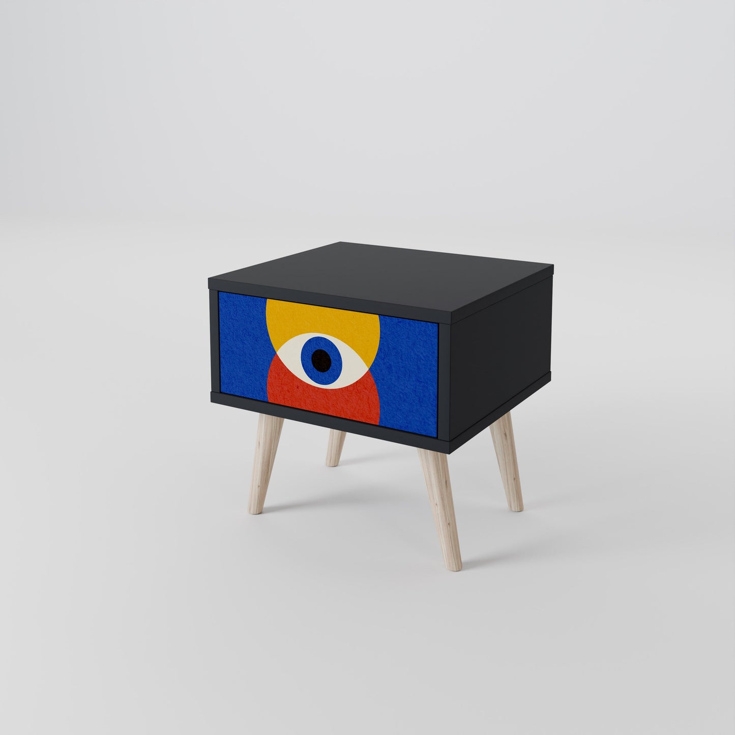 GEOMETRIC EYES Nightstand in Black Finish