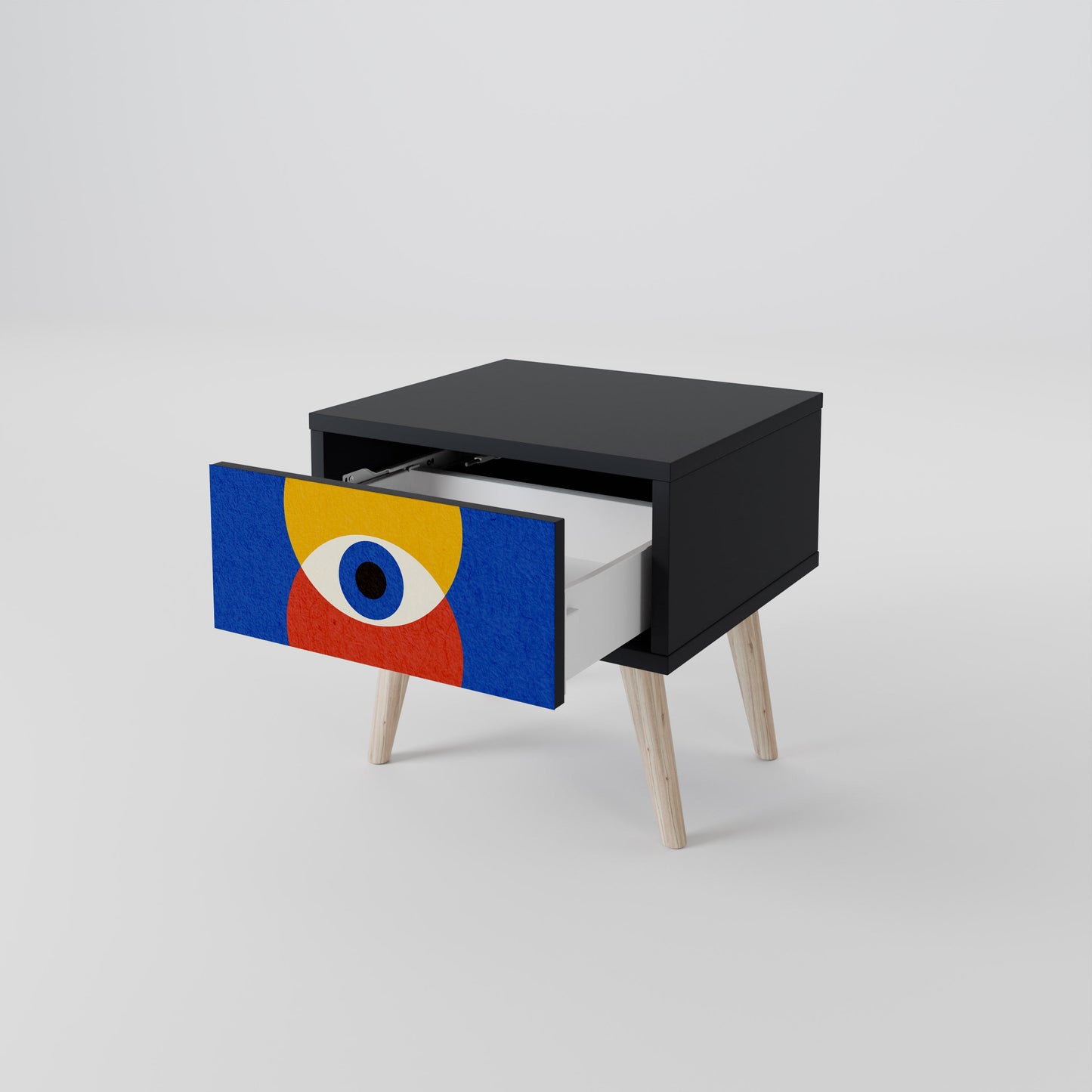 GEOMETRIC EYES Nightstand in Black Finish