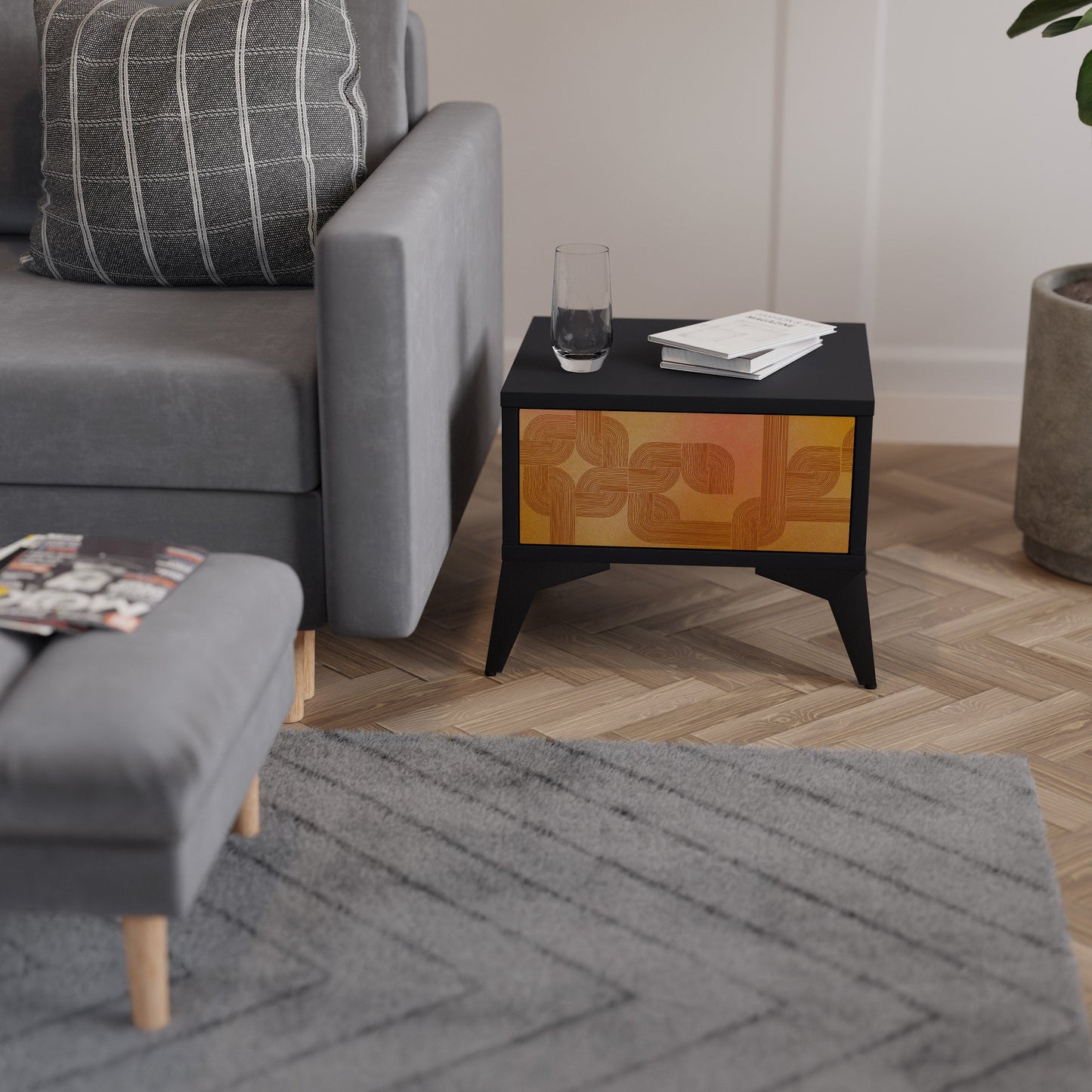 STRENGTHENING RELATION Nightstand in Black Finish