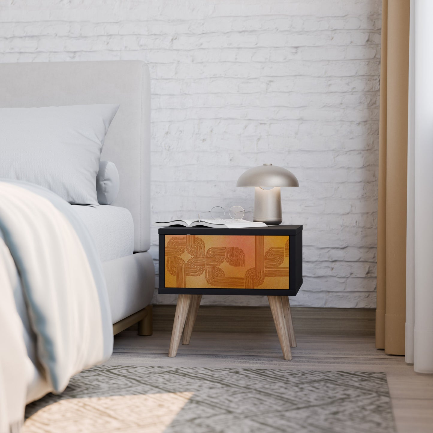 STRENGTHENING RELATION Nightstand in Black Finish