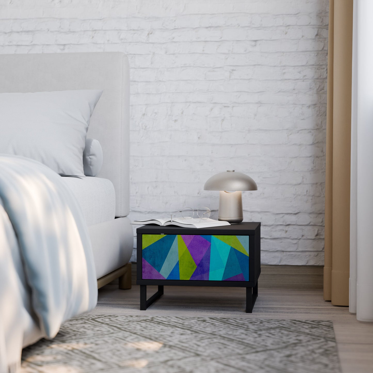 COLD SHOWCASE Nightstand in Black Finish