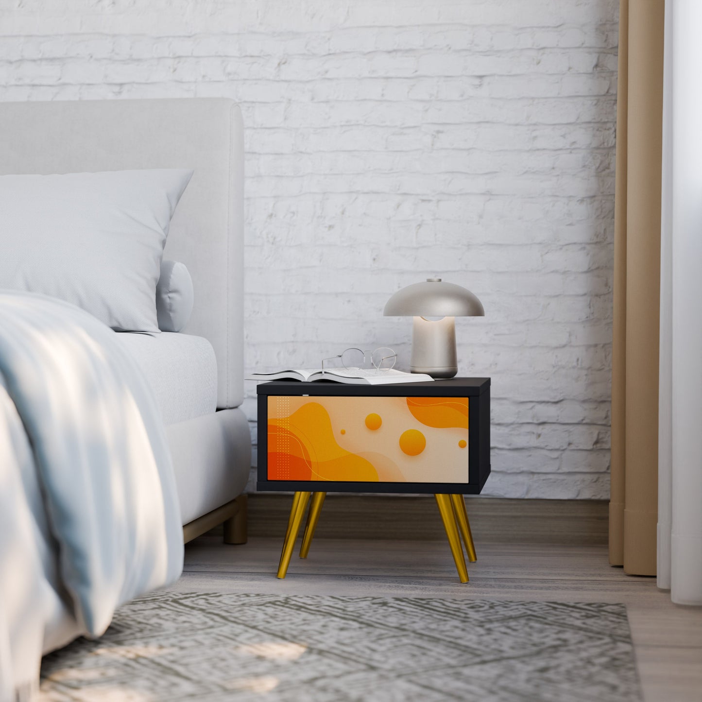 Comodino ORANGE ARRANGEMENT in finitura nera