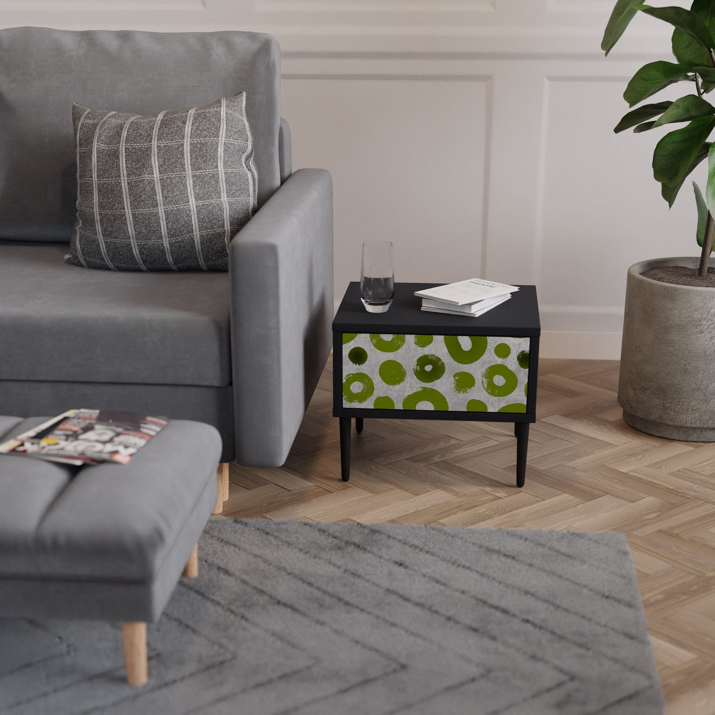 Comodino GREEN RHAPSODY con finitura nera