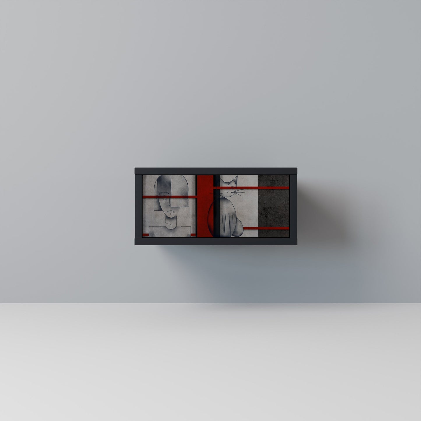 Comodino GRAY FIGURES in finitura nera
