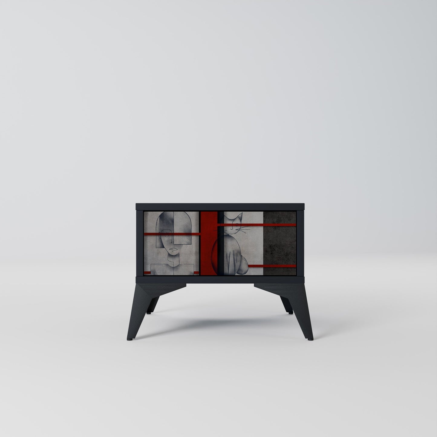 Comodino GRAY FIGURES in finitura nera