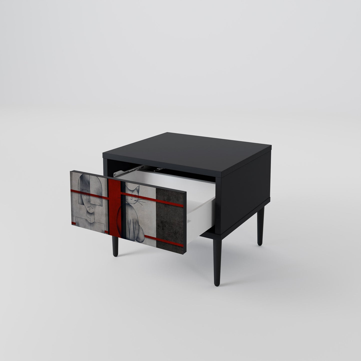 Comodino GRAY FIGURES in finitura nera