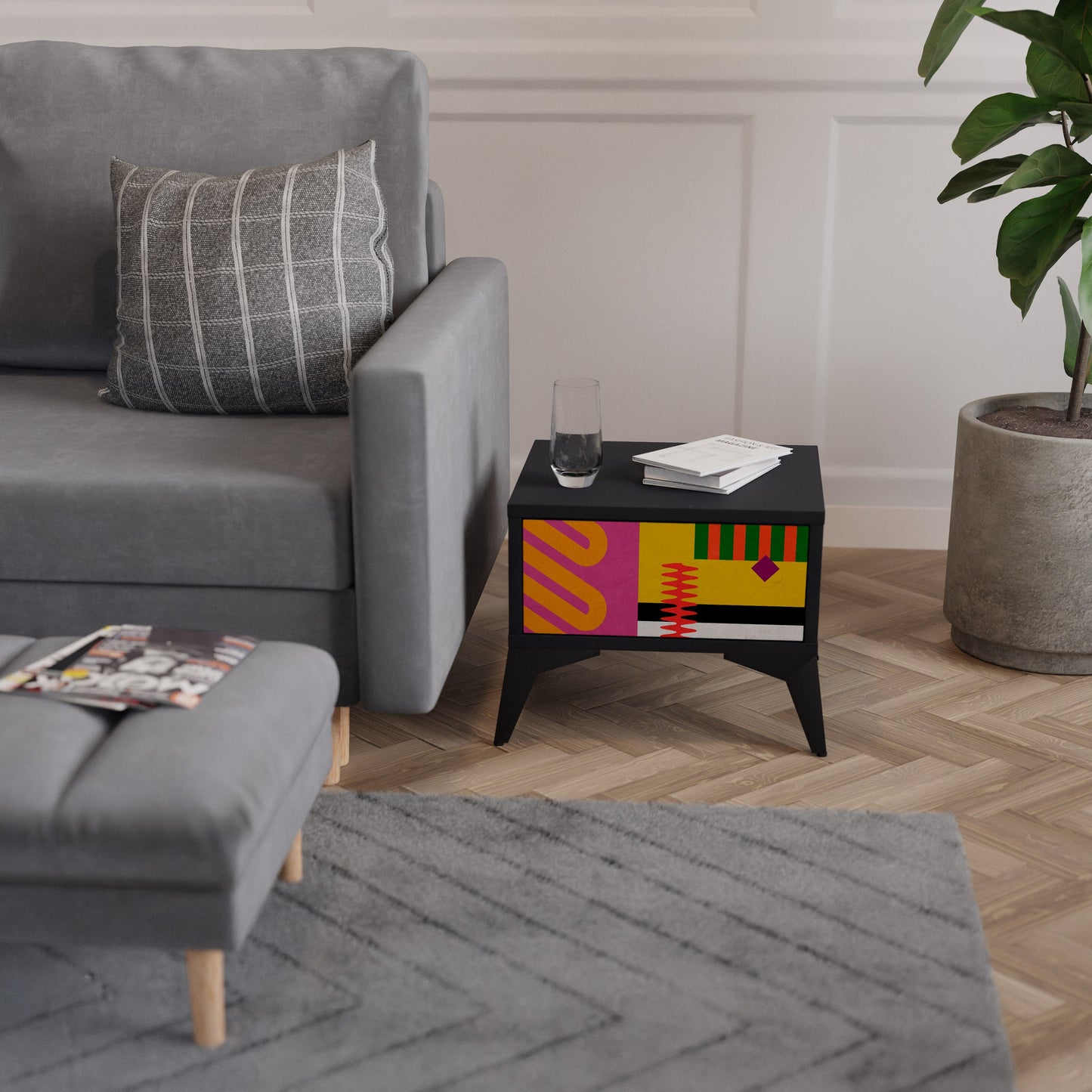 Comodino VIVID ART in finitura nera