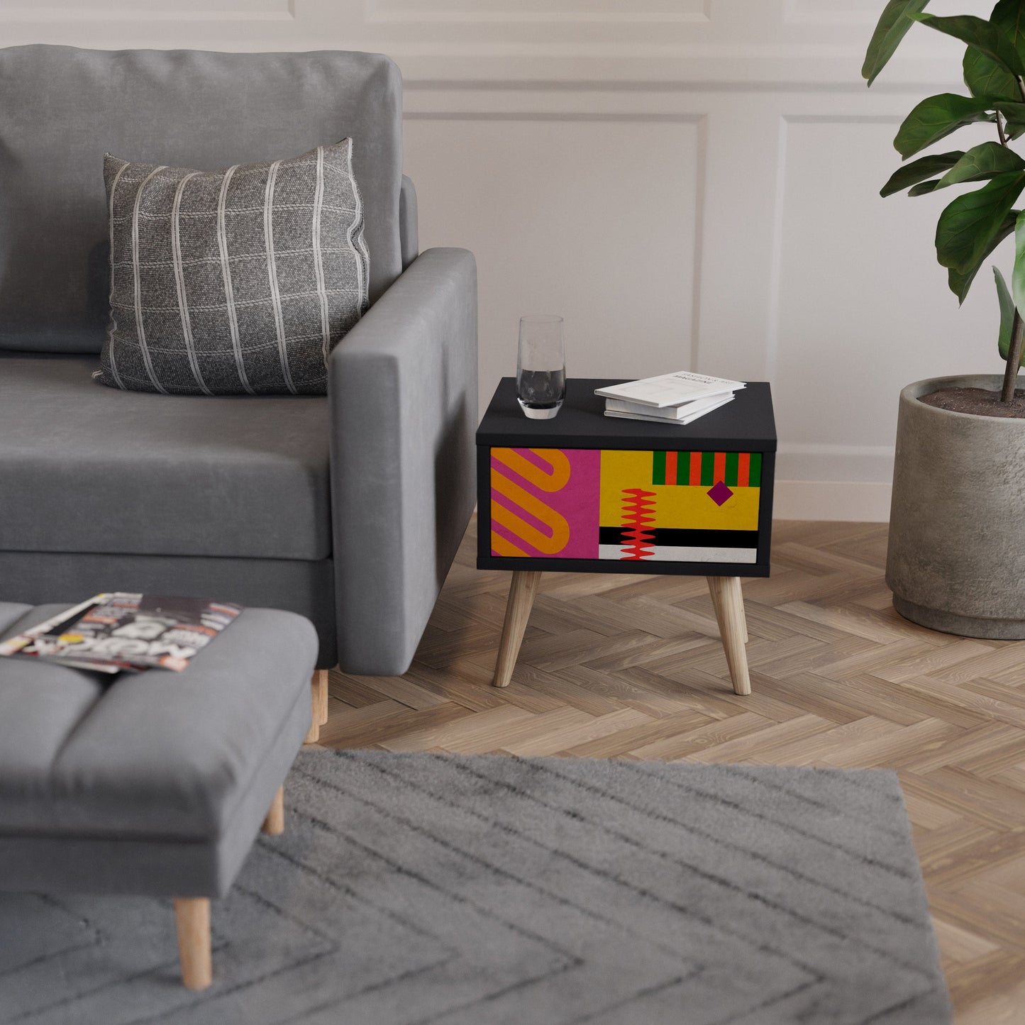 Comodino VIVID ART in finitura nera