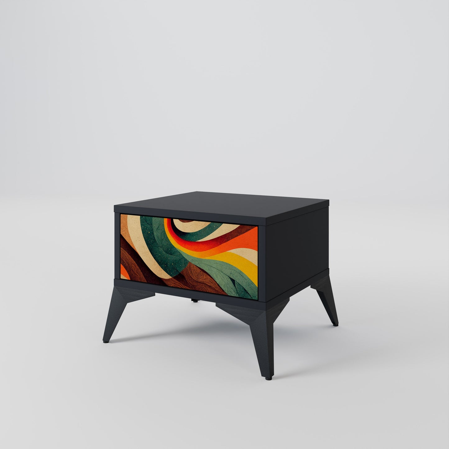 Comodino COLORFUL STRANDS in finitura nera