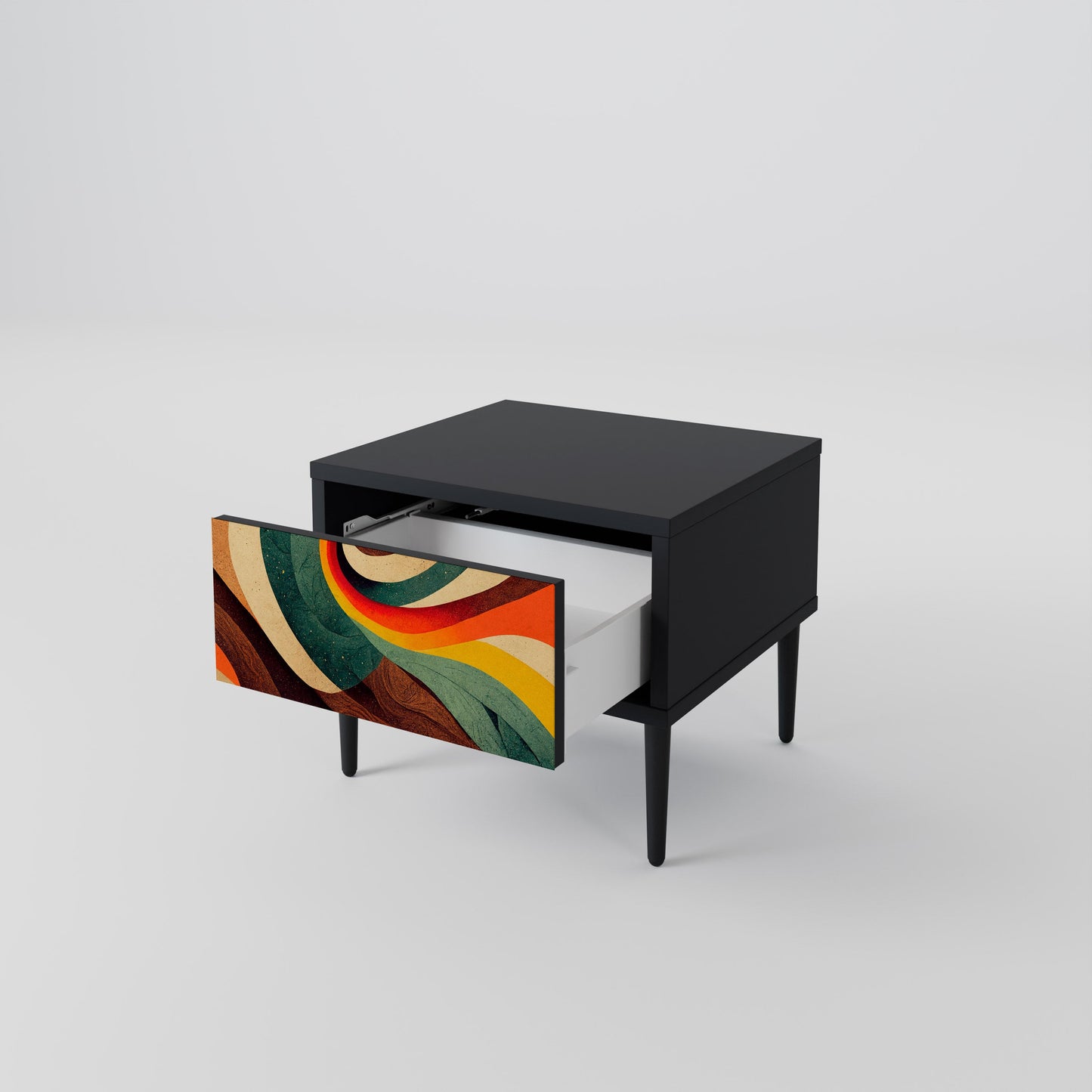 Comodino COLORFUL STRANDS in finitura nera