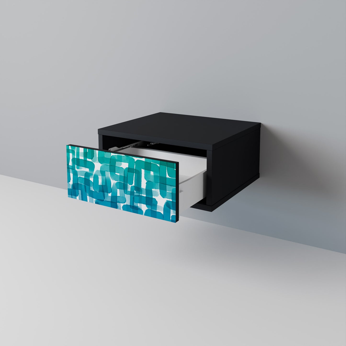Comodino TURQUOISE RECTANGLES in finitura nera