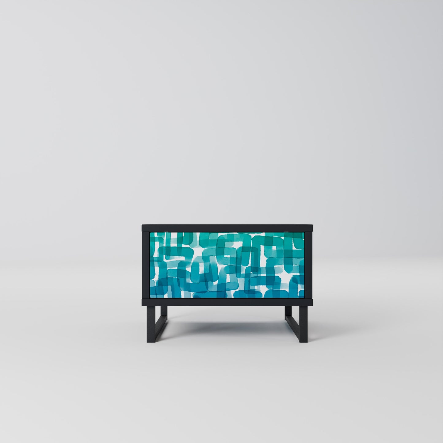 Comodino TURQUOISE RECTANGLES in finitura nera