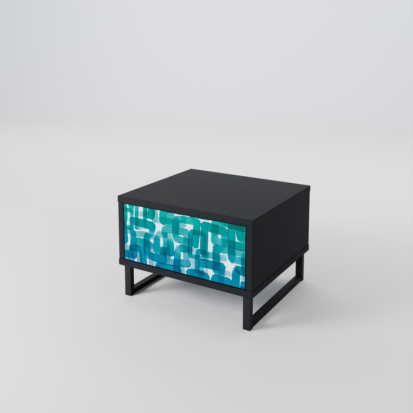 Comodino TURQUOISE RECTANGLES in finitura nera