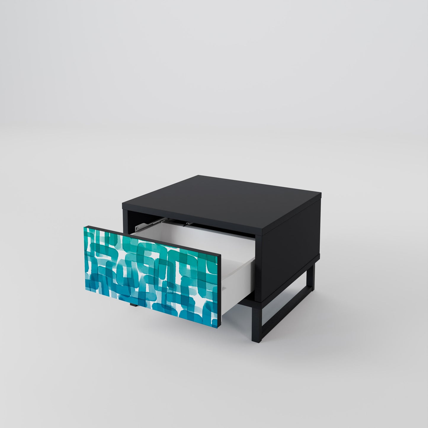 Comodino TURQUOISE RECTANGLES in finitura nera