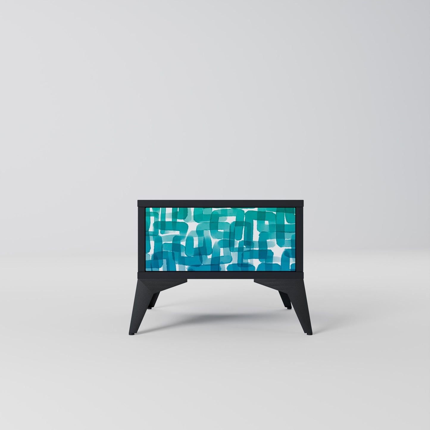 Comodino TURQUOISE RECTANGLES in finitura nera