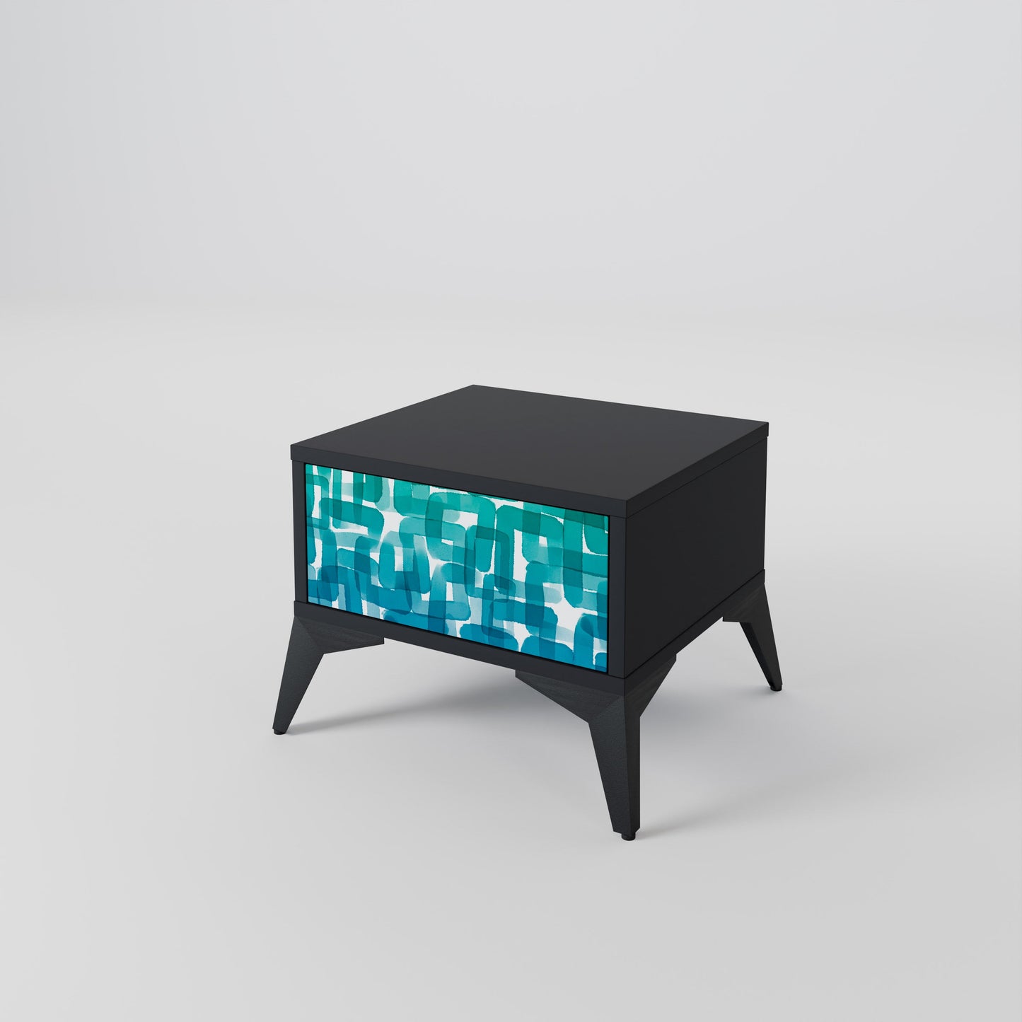 Comodino TURQUOISE RECTANGLES in finitura nera