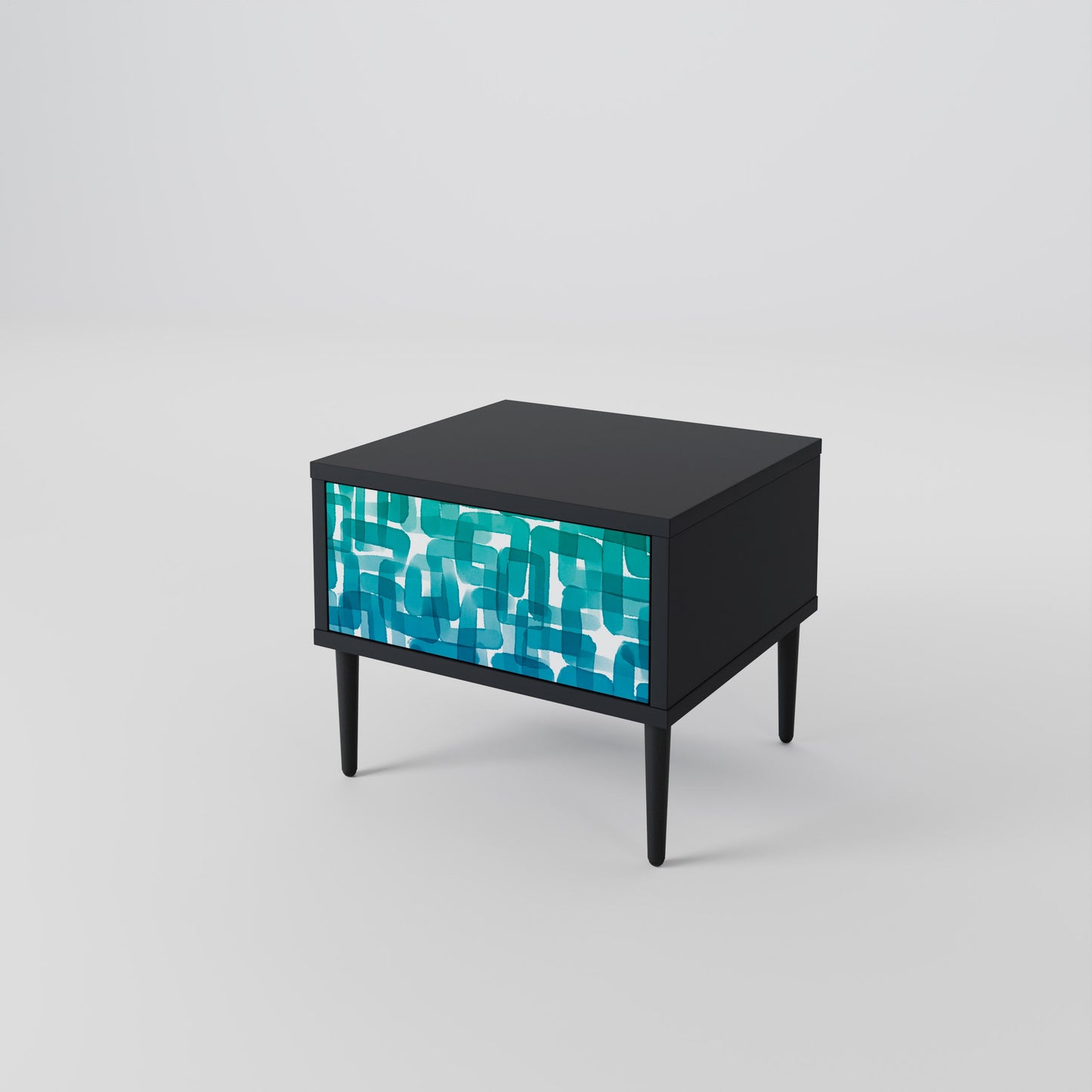 Comodino TURQUOISE RECTANGLES in finitura nera