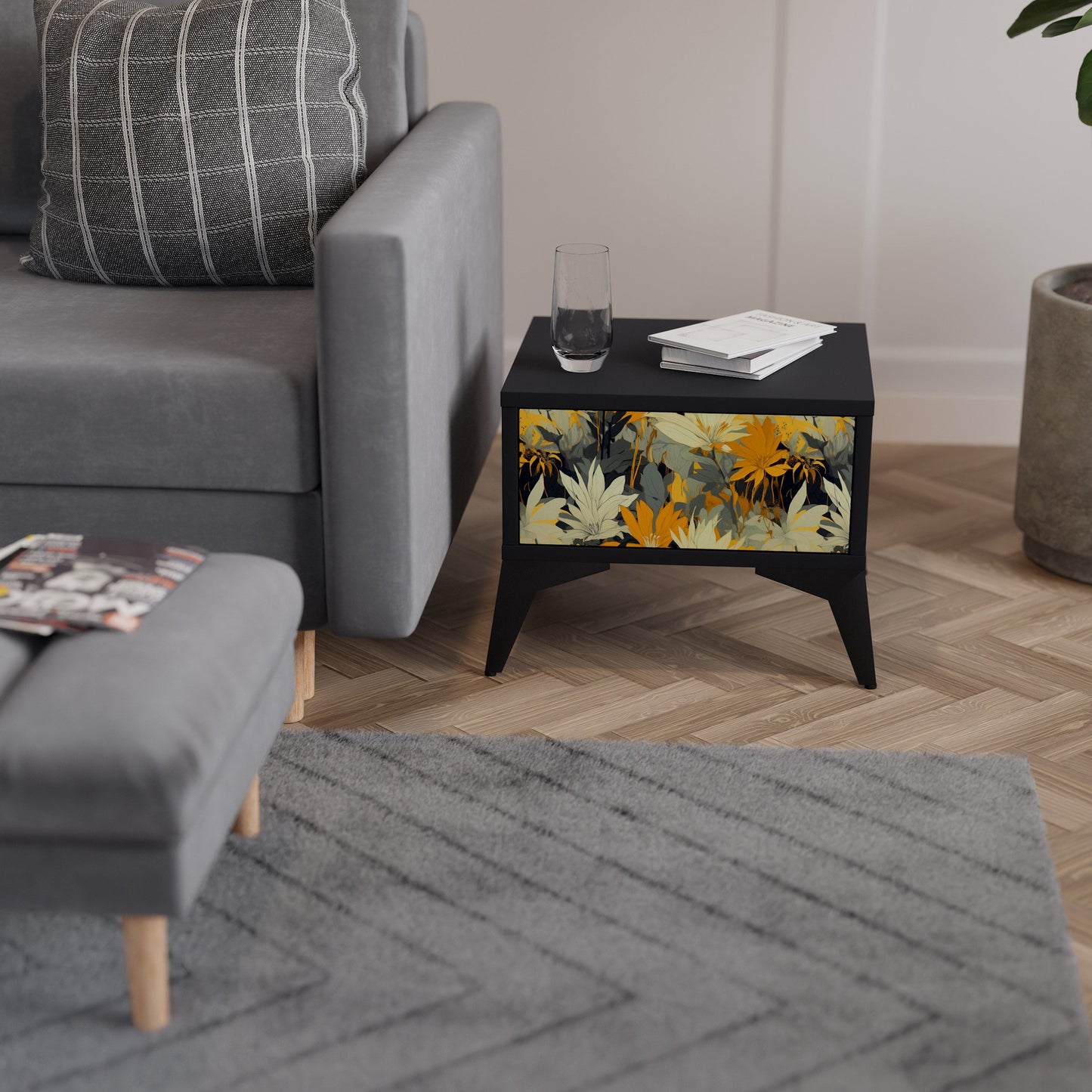 Comodino SUNKISSED LILY in finitura nera