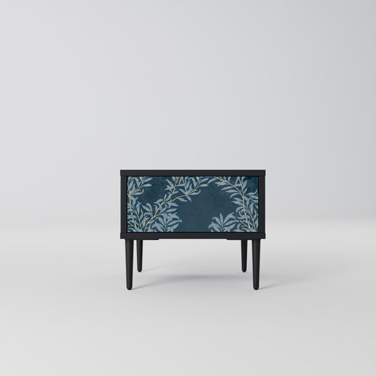 BLUE LEAVES Nightstand in Black Finish
