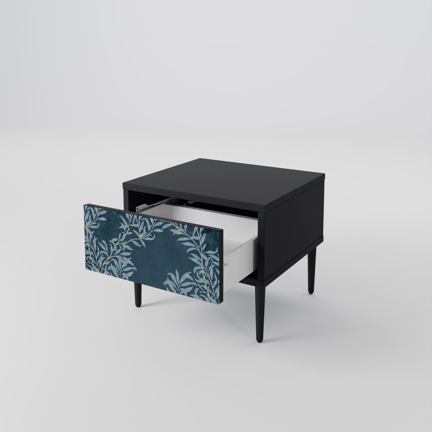 Comodino BLUE FOGLIE in finitura nera