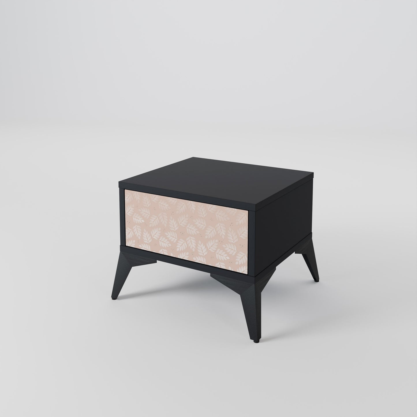 Comodino LEAVES ON BEIGE in finitura nera