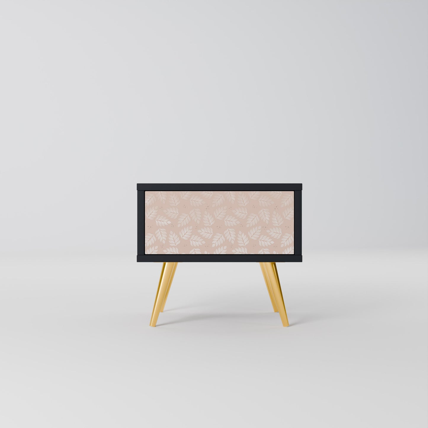 Comodino LEAVES ON BEIGE in finitura nera