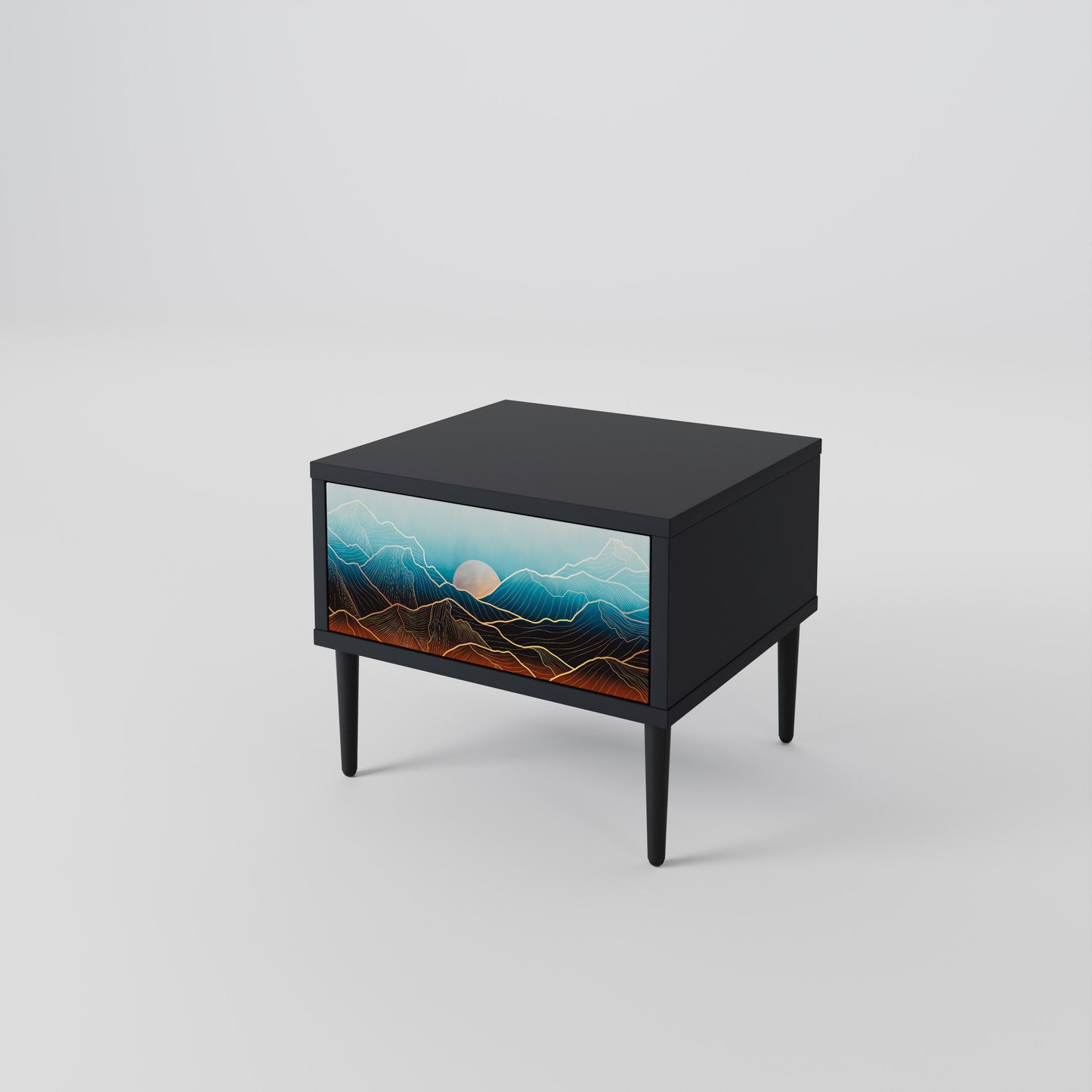 Comodino LUNAR SECRETS in finitura nera