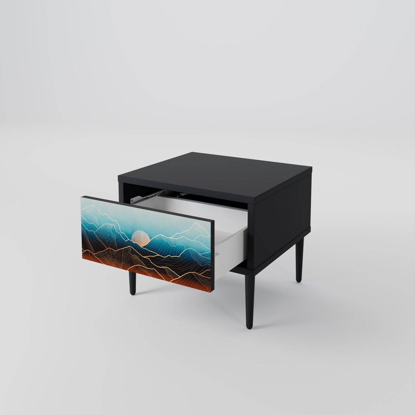 Comodino LUNAR SECRETS in finitura nera
