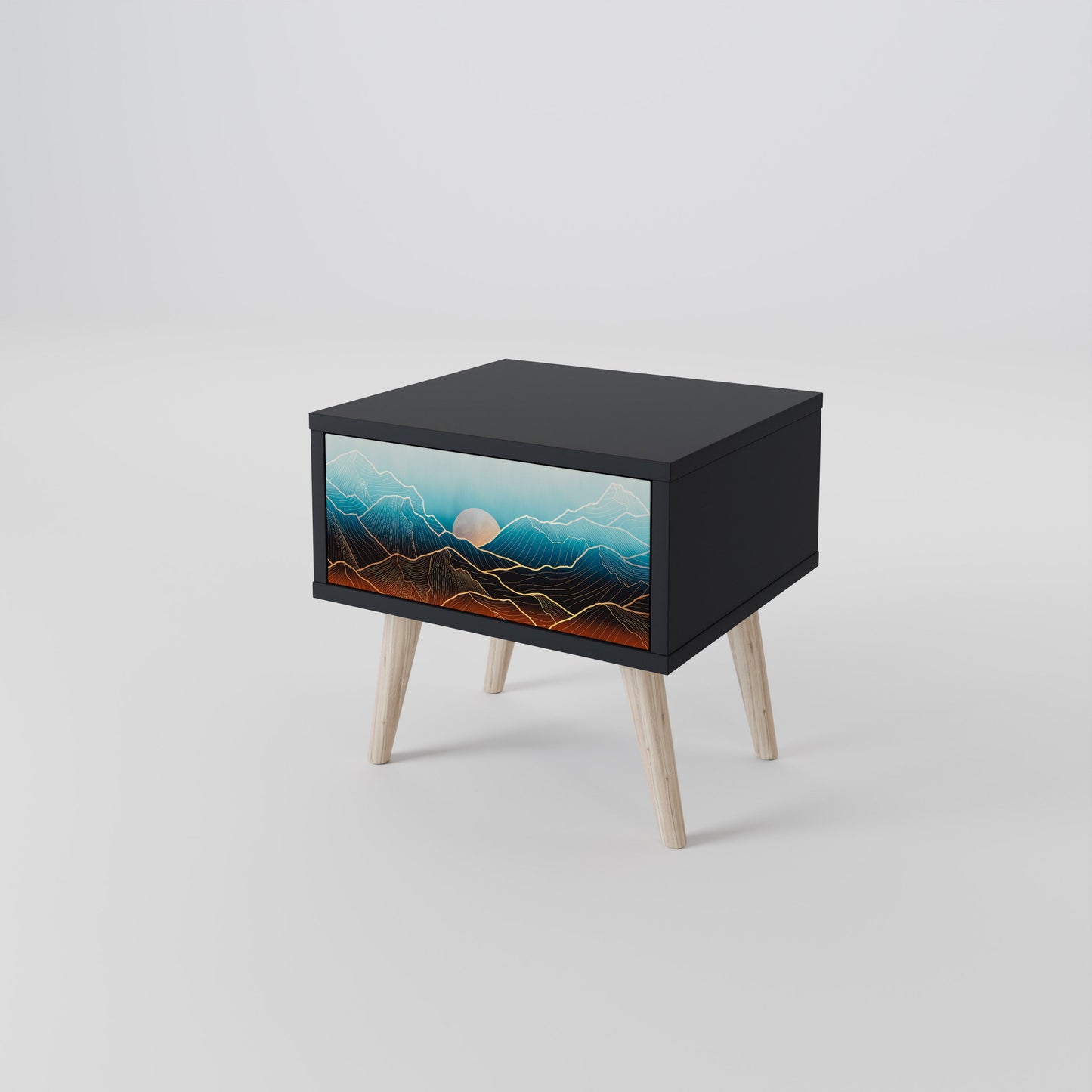 Comodino LUNAR SECRETS in finitura nera