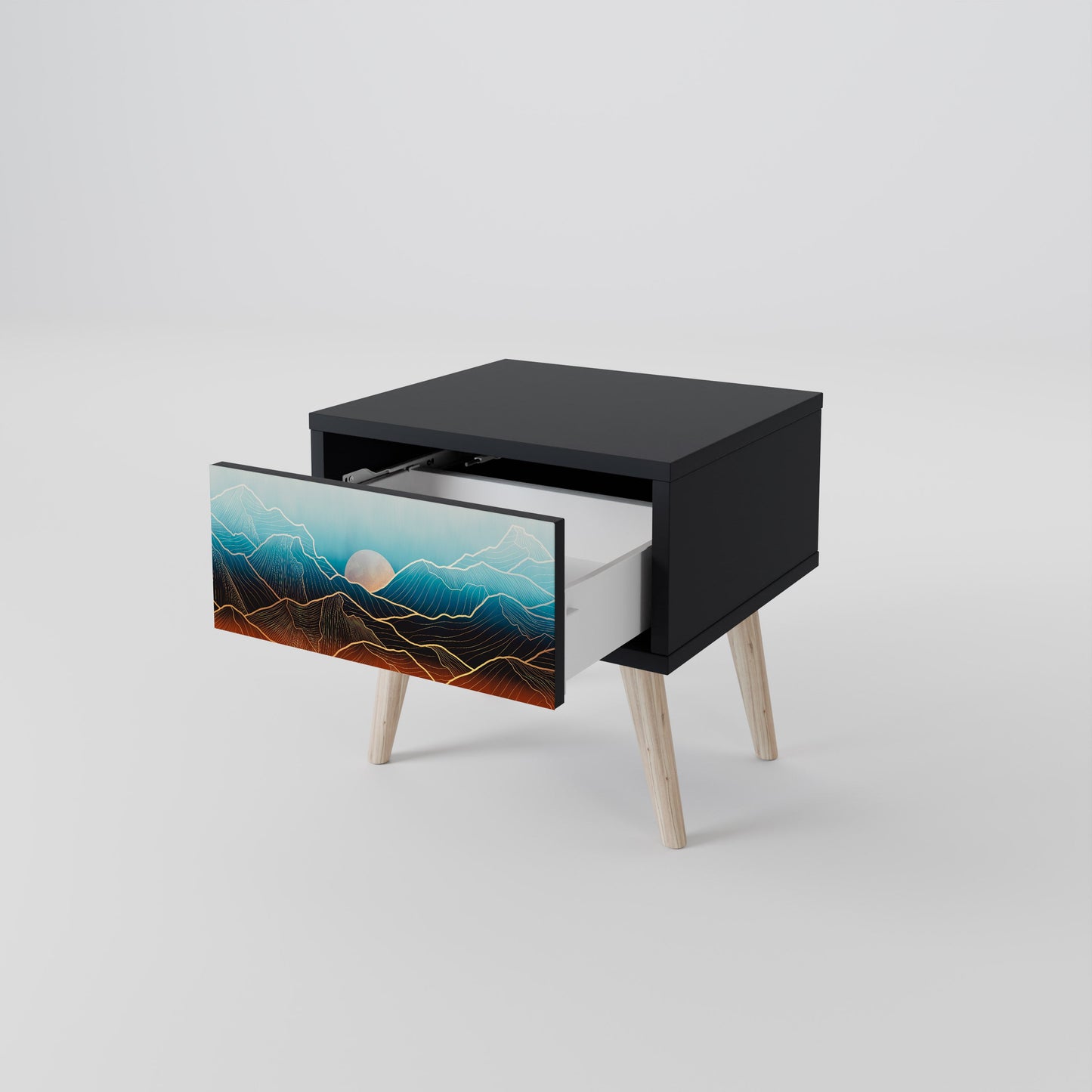 Comodino LUNAR SECRETS in finitura nera