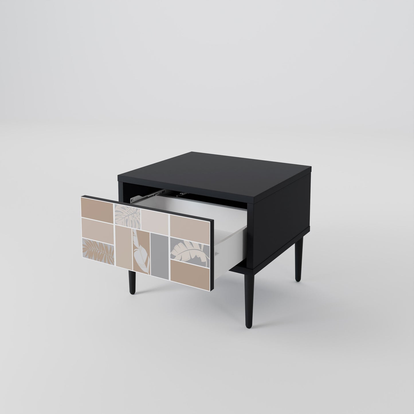 Comodino TROPICAL SHAPES in finitura nera