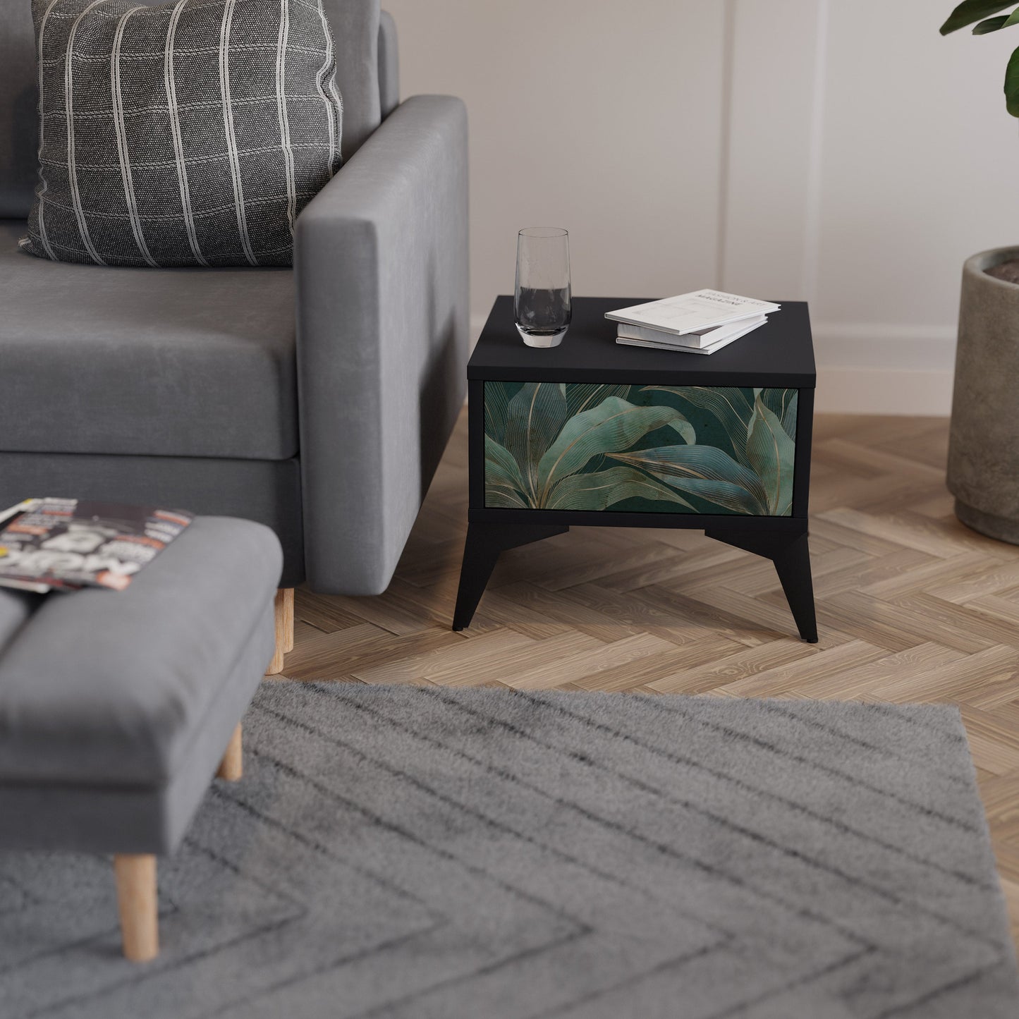 Comodino ROYAL GREEN in finitura nera