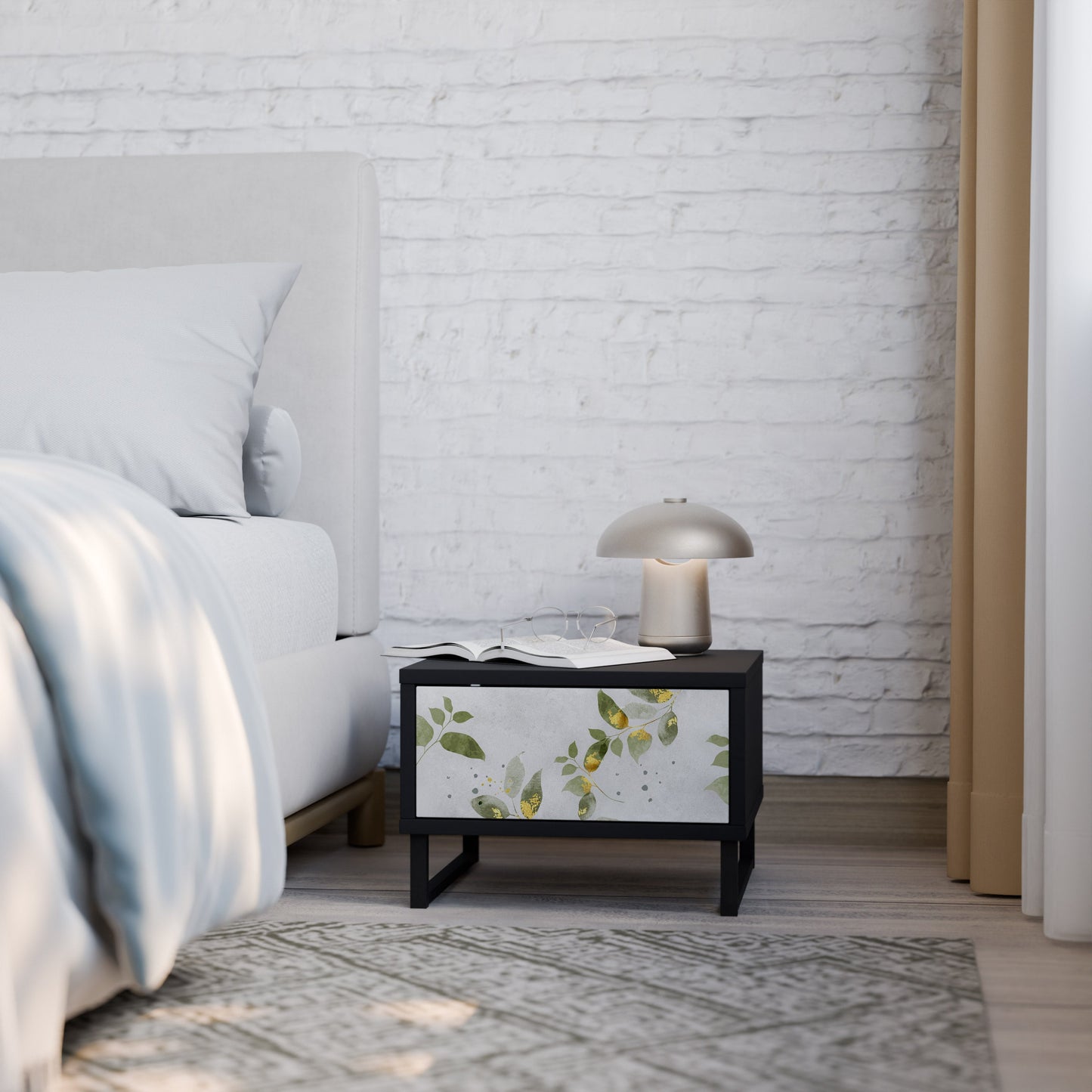 Comodino ELEGANT BOTANICS in finitura nera