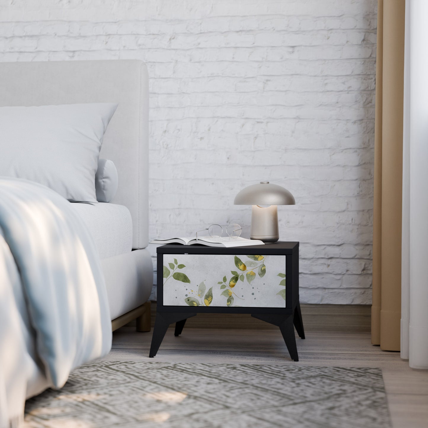Comodino ELEGANT BOTANICS in finitura nera