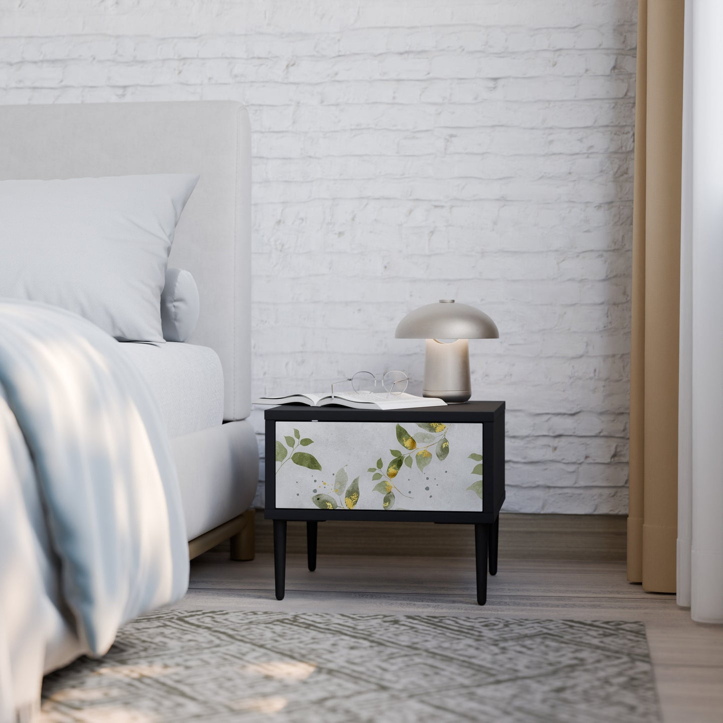Comodino ELEGANT BOTANICS in finitura nera