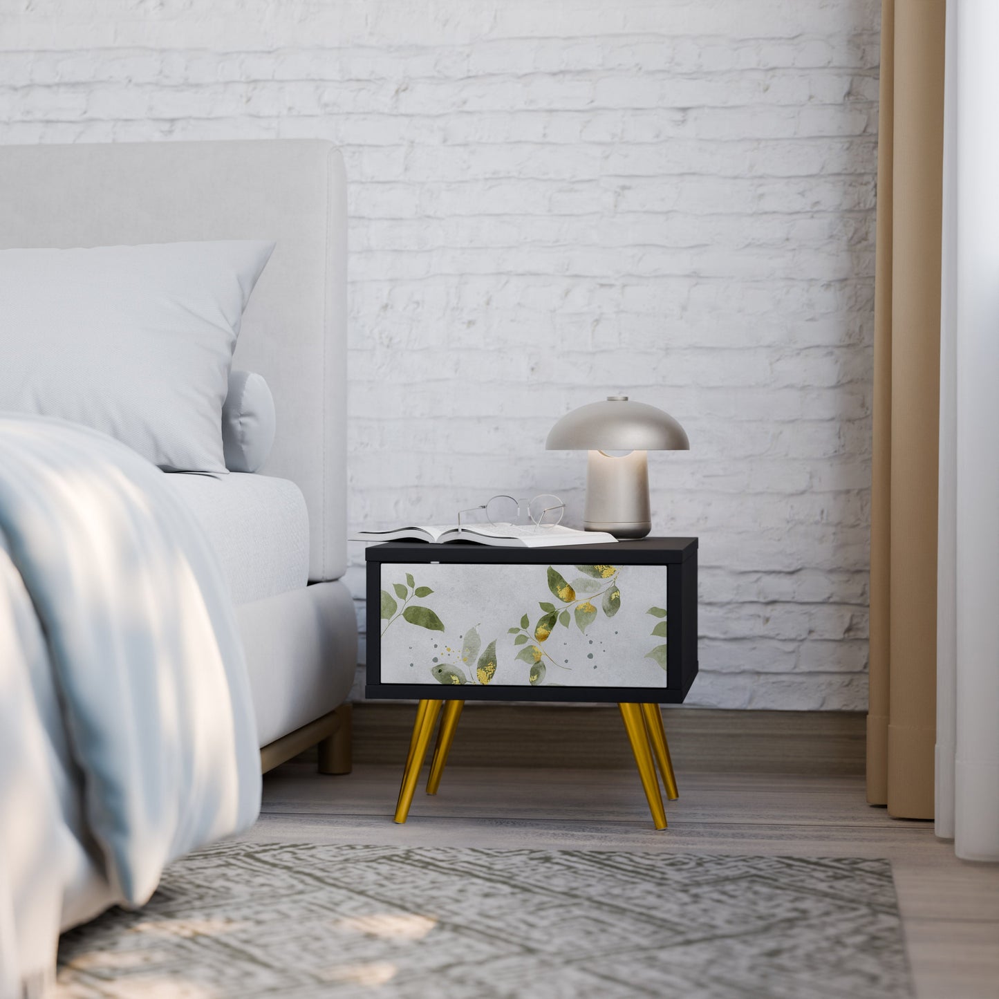 Comodino ELEGANT BOTANICS in finitura nera