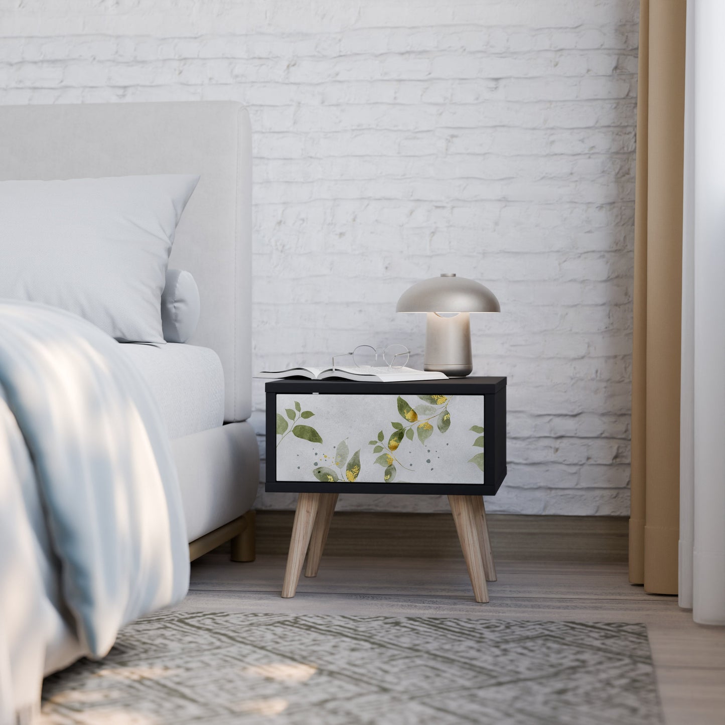 Comodino ELEGANT BOTANICS in finitura nera
