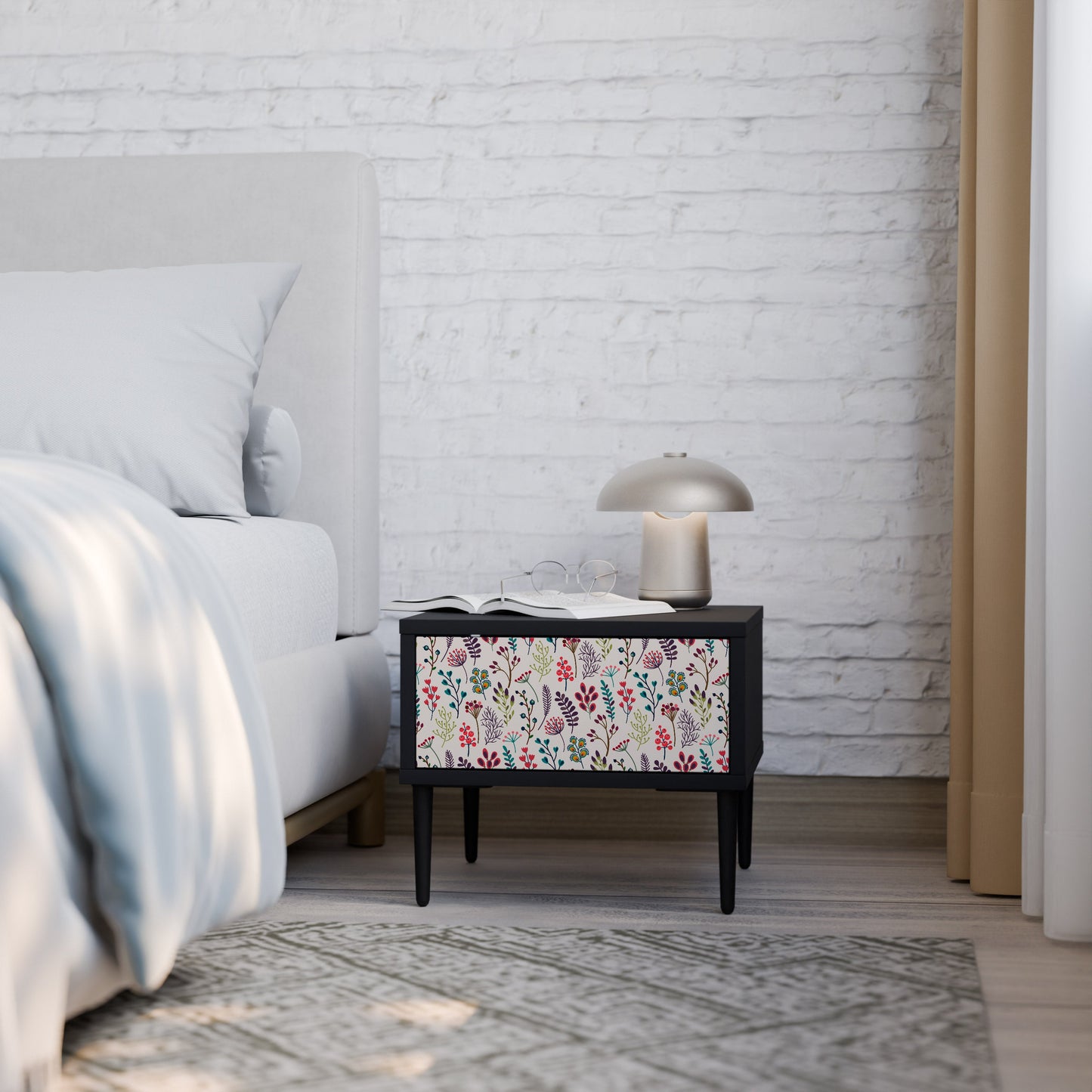 AUTUMN SUNDRIES Nightstand in Black Finish