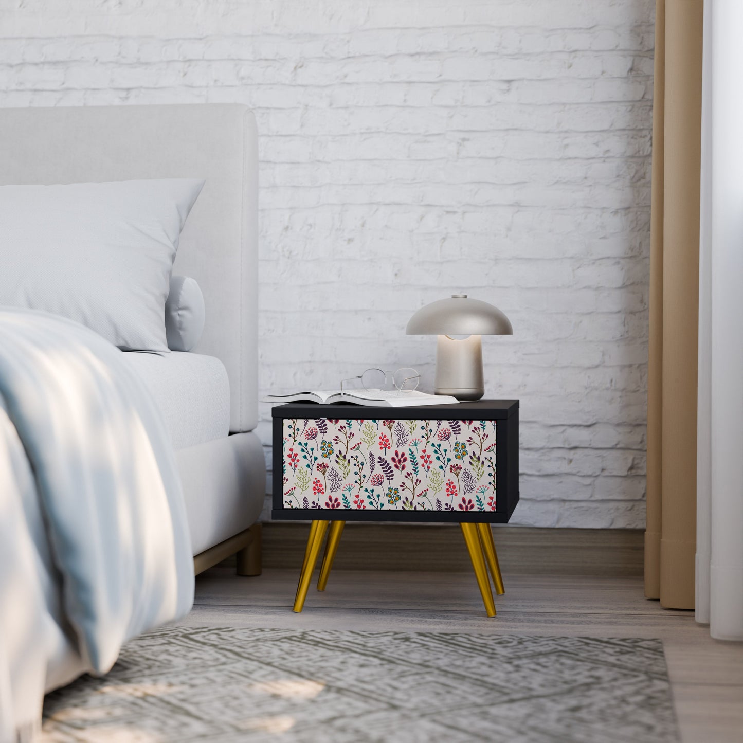 AUTUMN SUNDRIES Nightstand in Black Finish