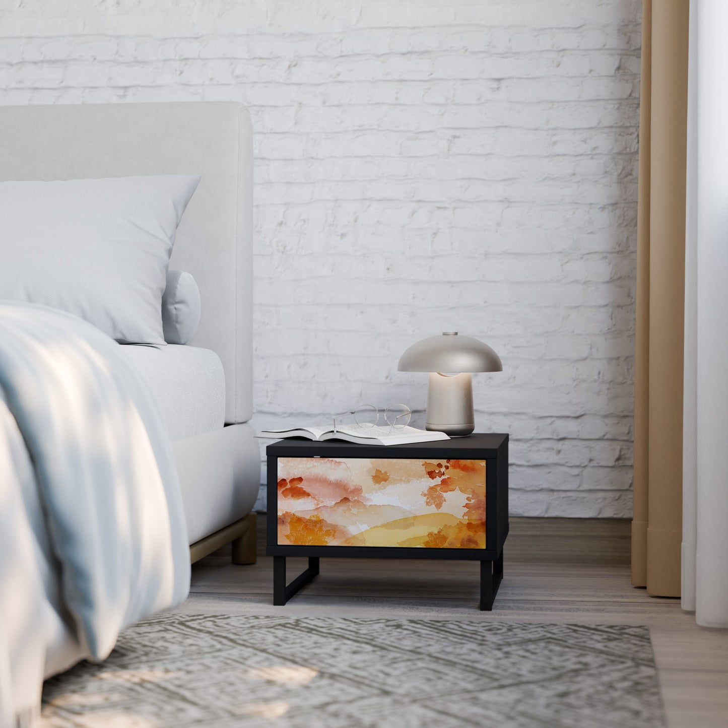 TRACES OF AUTUMN Nightstand in Black Finish