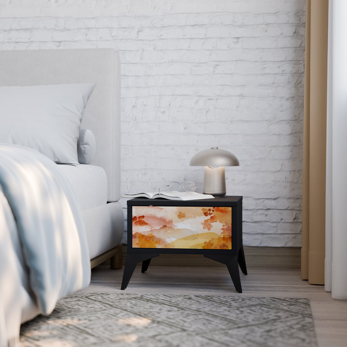 TRACES OF AUTUMN Nightstand in Black Finish
