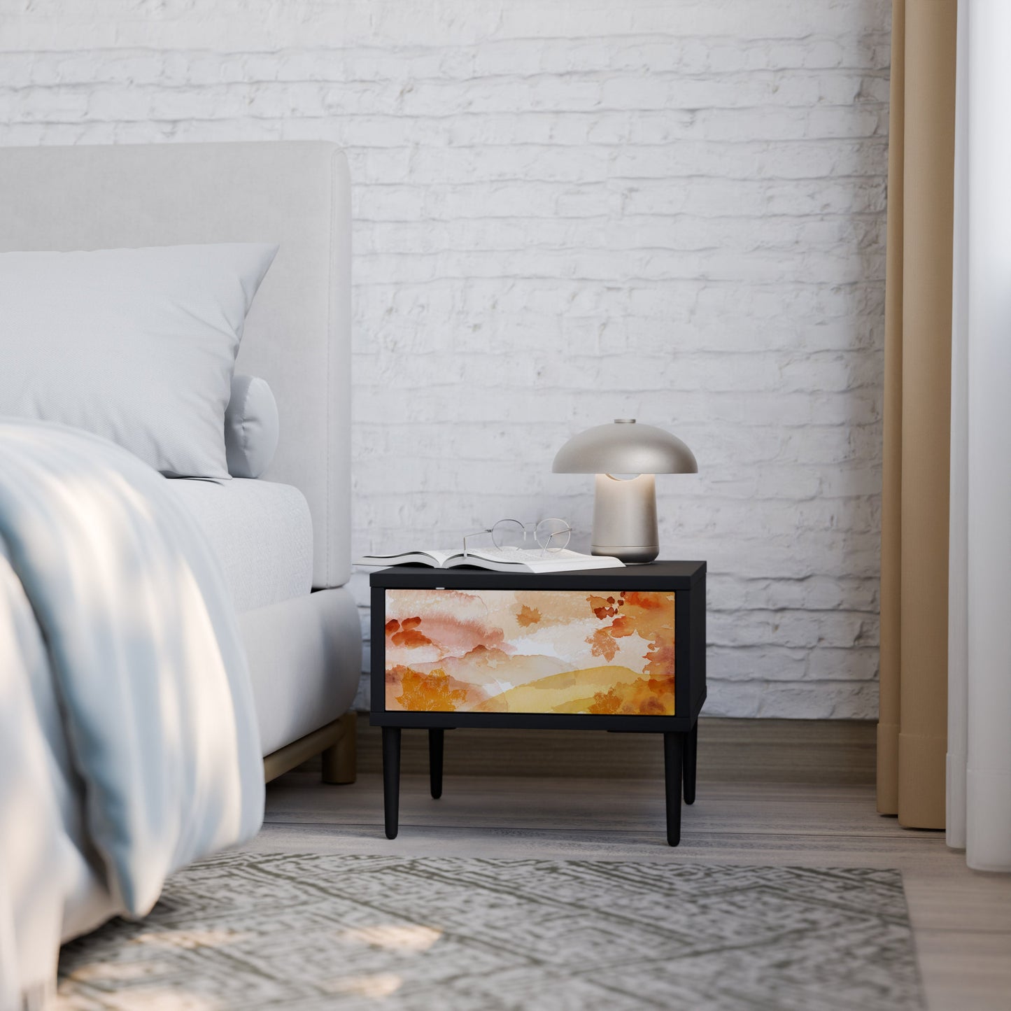 TRACES OF AUTUMN Nightstand in Black Finish