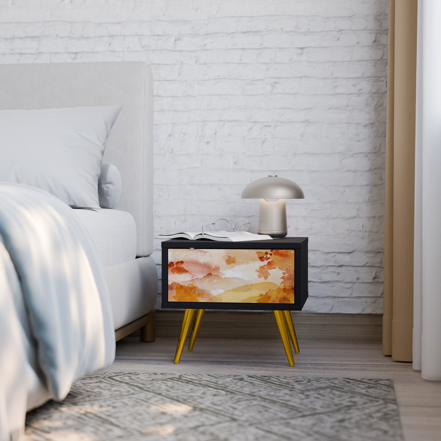 TRACES OF AUTUMN Nightstand in Black Finish
