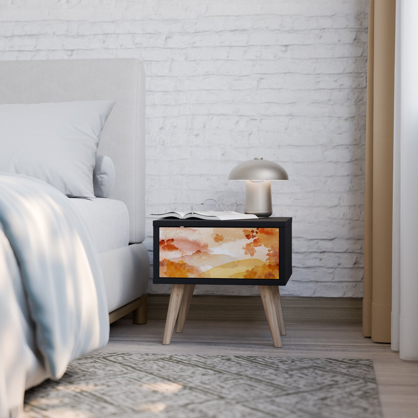 TRACES OF AUTUMN Nightstand in Black Finish