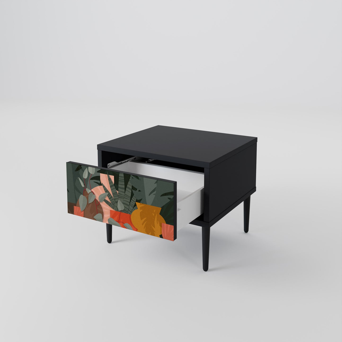 Comodino TROPICAL COMPOSITION in finitura nera