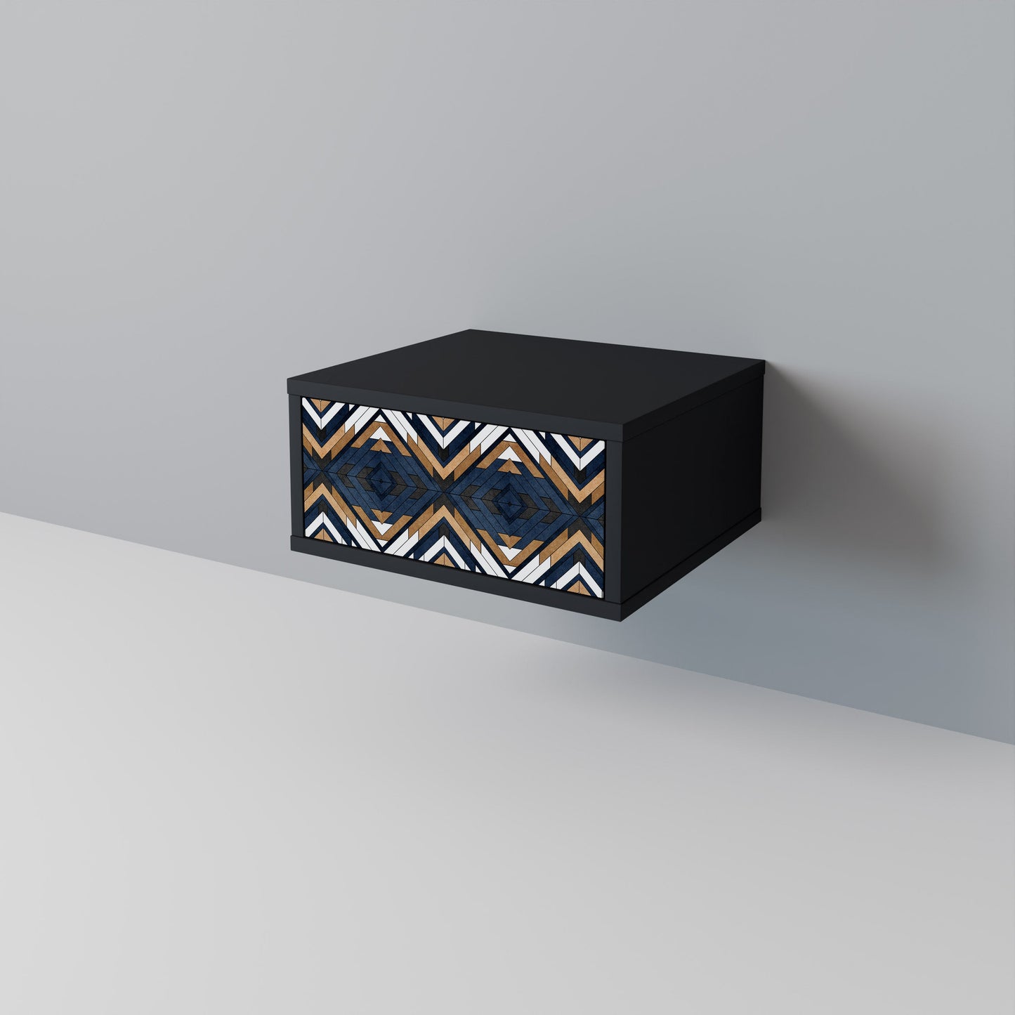 ARTFUL GEOMETRY Nightstand in Black Finish